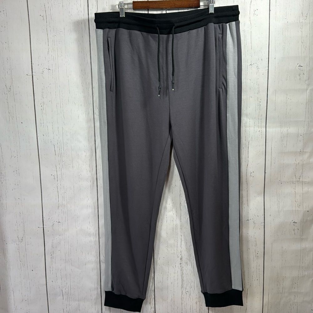 Karl Lagerfeld Paris Gray Jogger Pants XL Drawstring Stretch Athleisure Travel